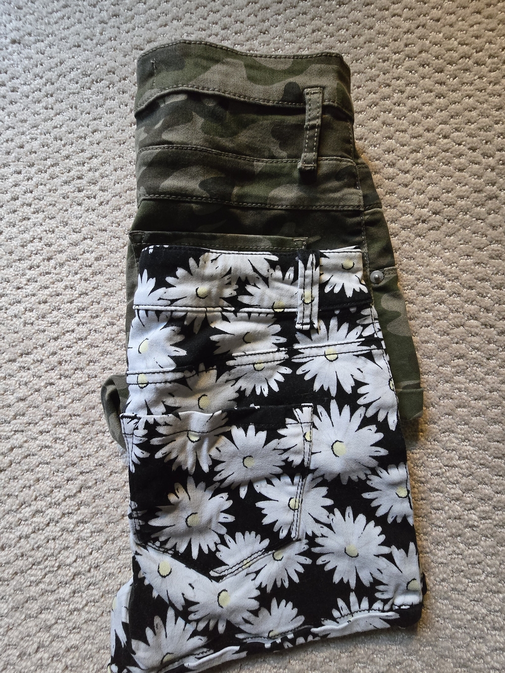 SO Black Daisy Print Shorts with Yellow Centers